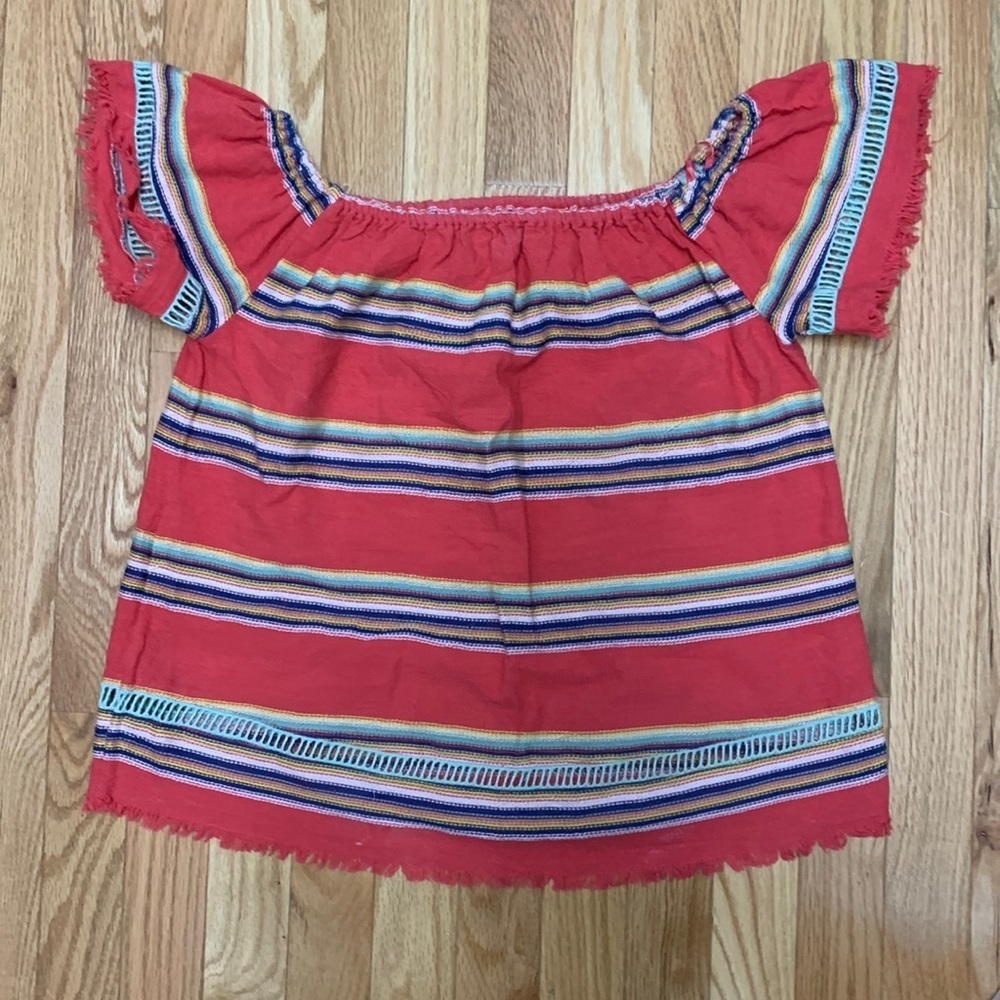 Anthropologie dRA Los Angeles Coral Embroidered Off the Shoulder Top‎